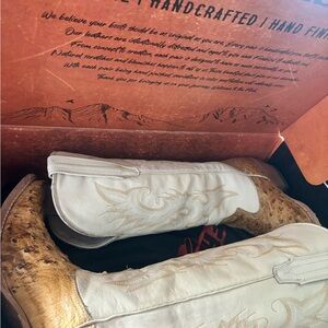 White and Tan Freebird Boots